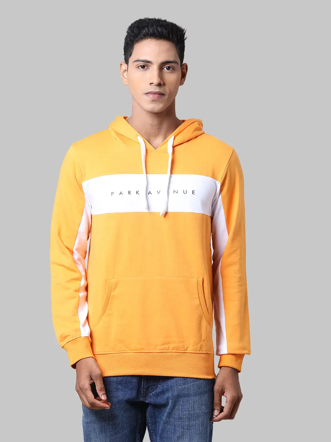 Men Slim Fit Orange Sweatshirt