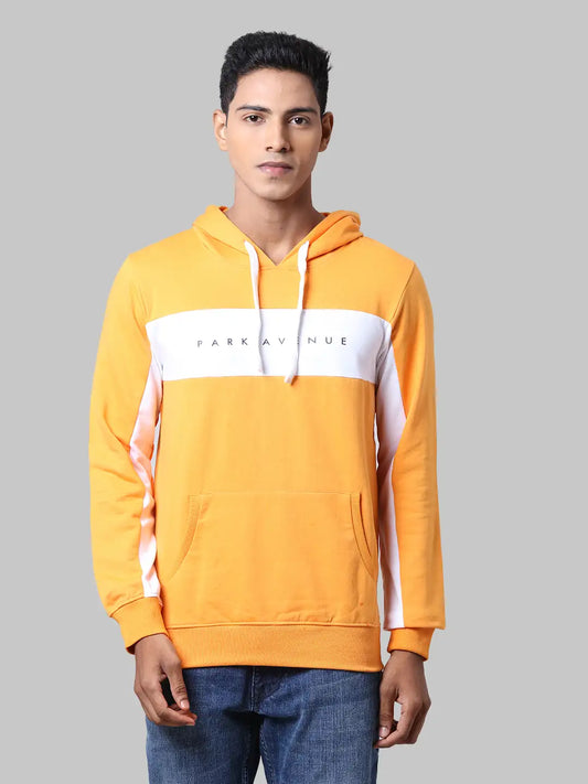 Men Slim Fit Orange Sweatshirt