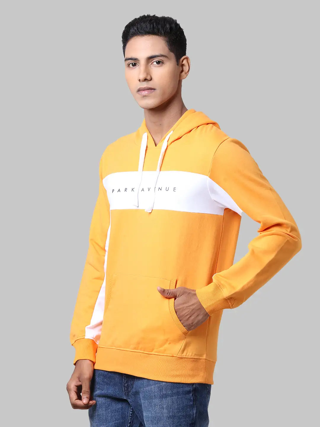 Men Slim Fit Orange Sweatshirt