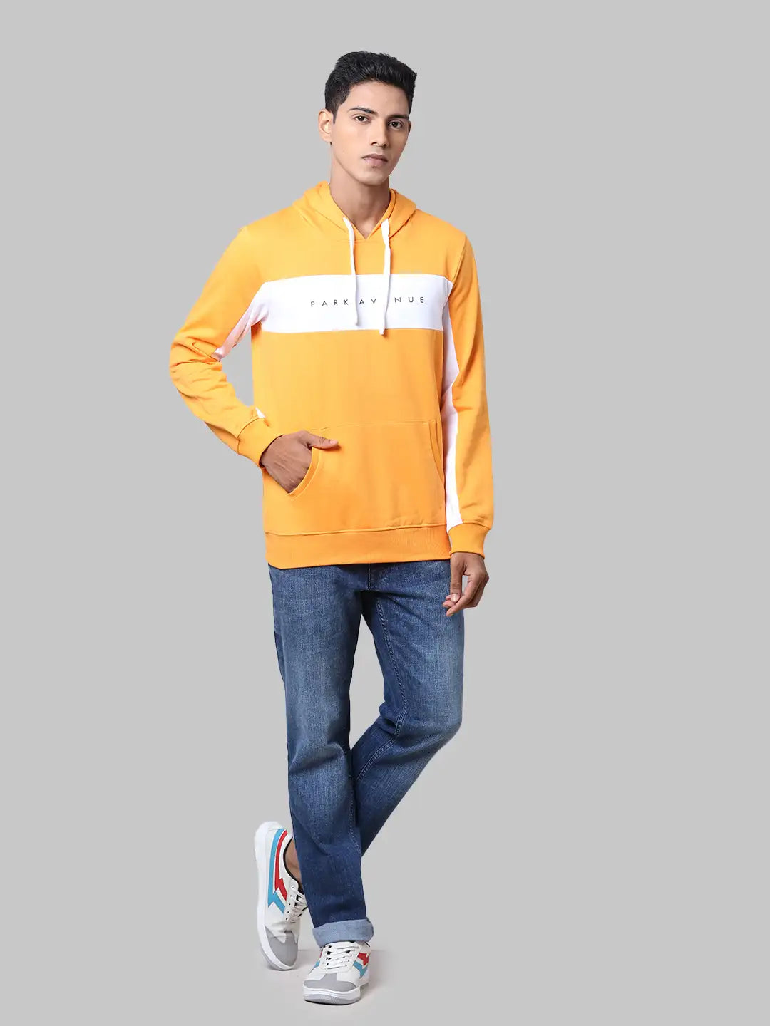 Men Slim Fit Orange Sweatshirt