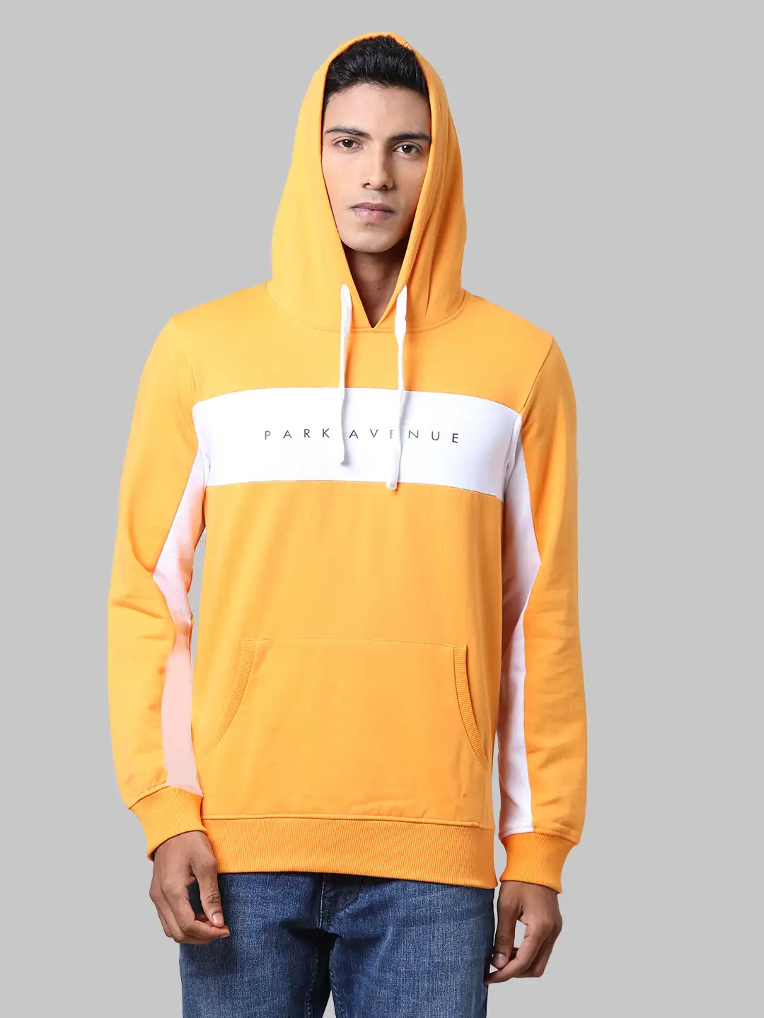 Men Slim Fit Orange Sweatshirt