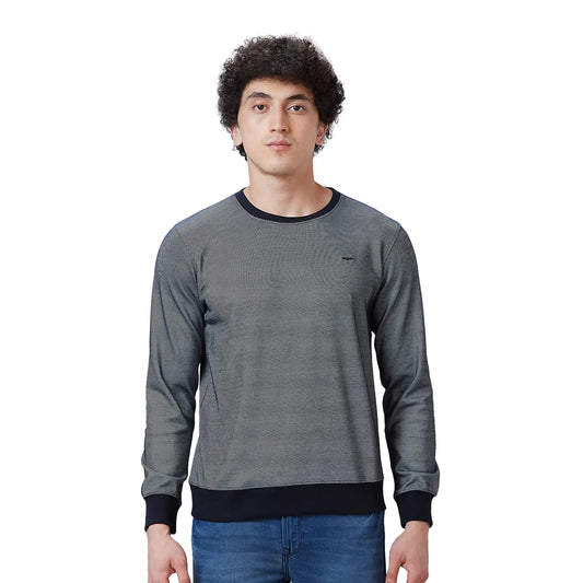 Park Avenue Men Orange Stripe Slim Fit Cotton Blend T-Shirt