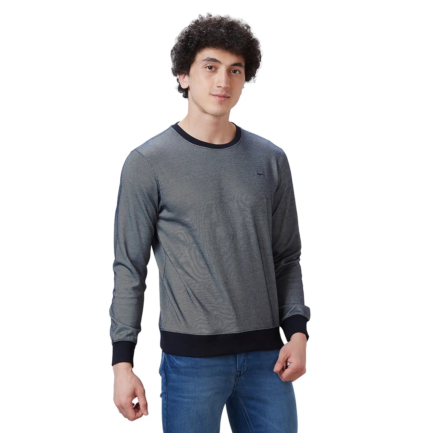 Park Avenue Men Orange Stripe Slim Fit Cotton Blend T-Shirt