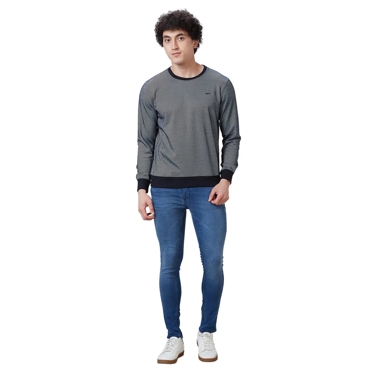 Park Avenue Men Orange Stripe Slim Fit Cotton Blend T-Shirt