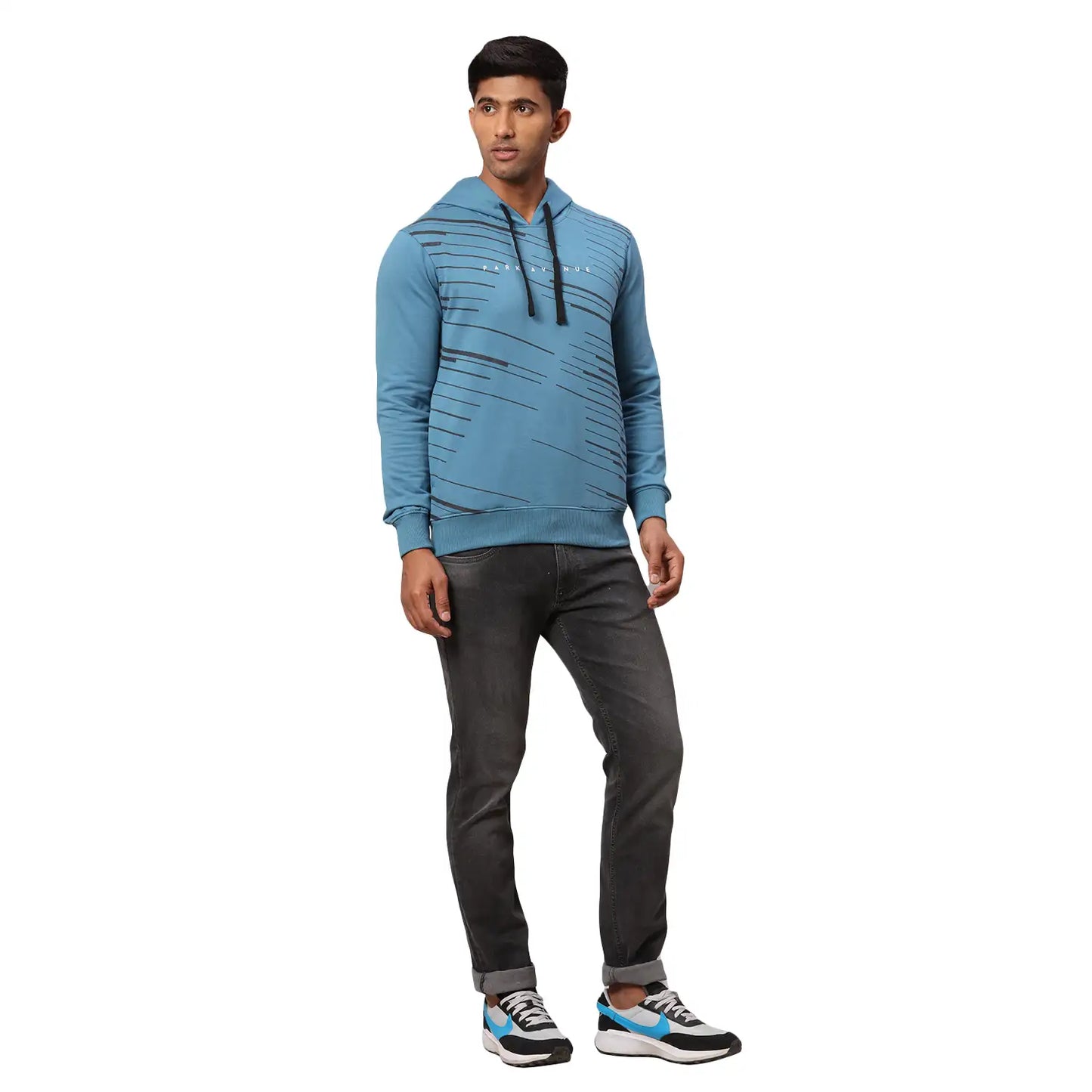 Men Slim Fit Teal Sweatshirt