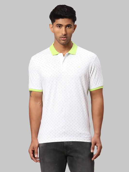 Men Slim Fit White Polo