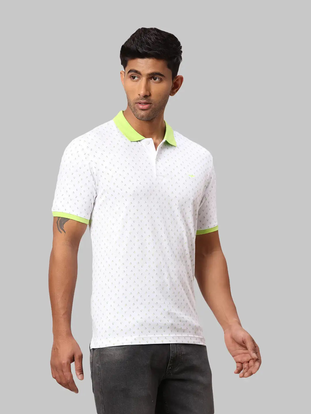 Men Slim Fit White Polo