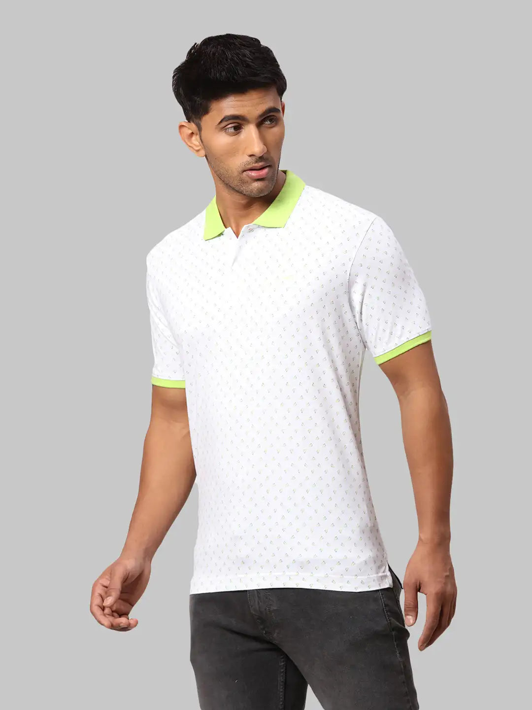 Men Slim Fit White Polo