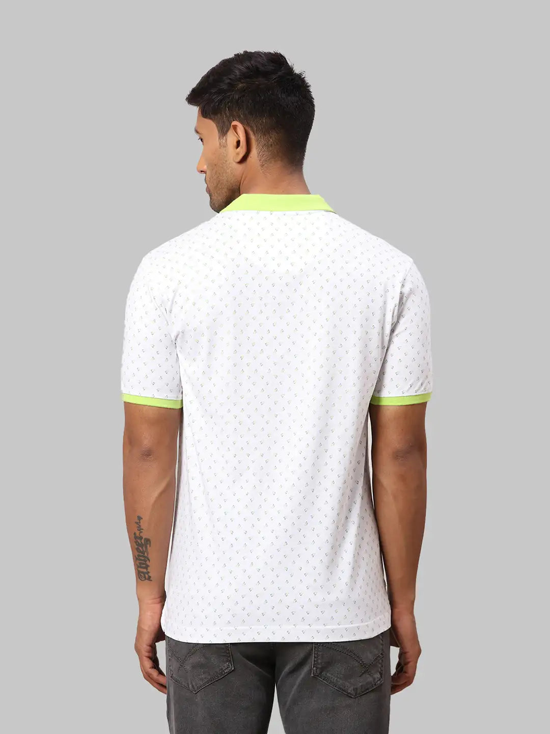Men Slim Fit White Polo