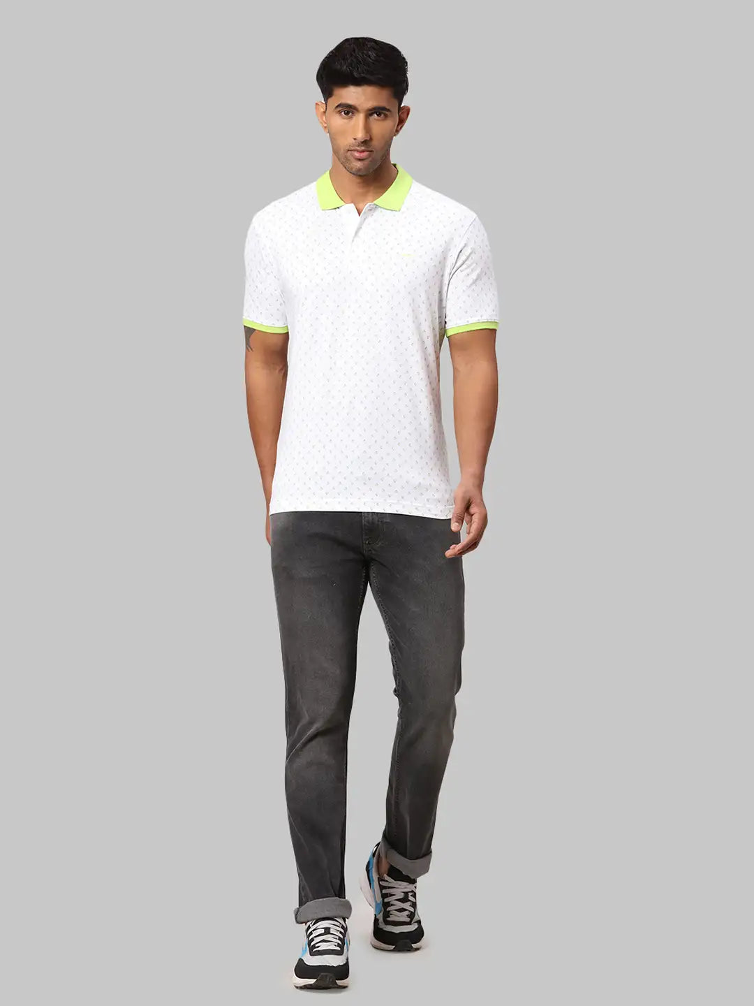Men Slim Fit White Polo