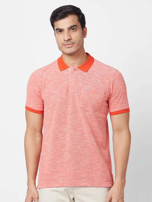 Park Avenue Men Orange Print Slim Fit Cotton Blend T-Shirt