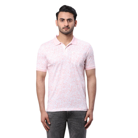 Park Avenue Men Blue Print Slim Fit Cotton Blend T-Shirt