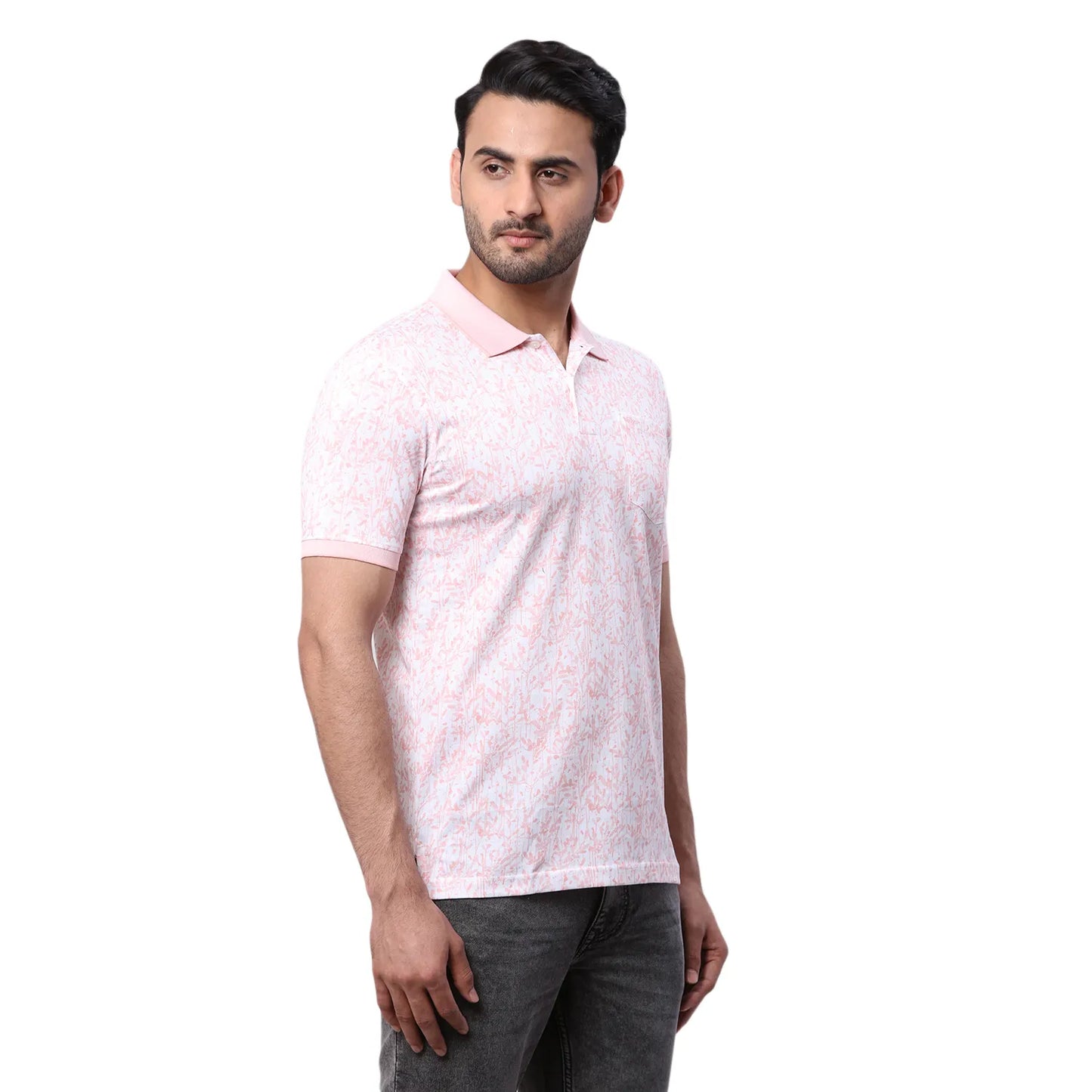 Park Avenue Men Blue Print Slim Fit Cotton Blend T-Shirt