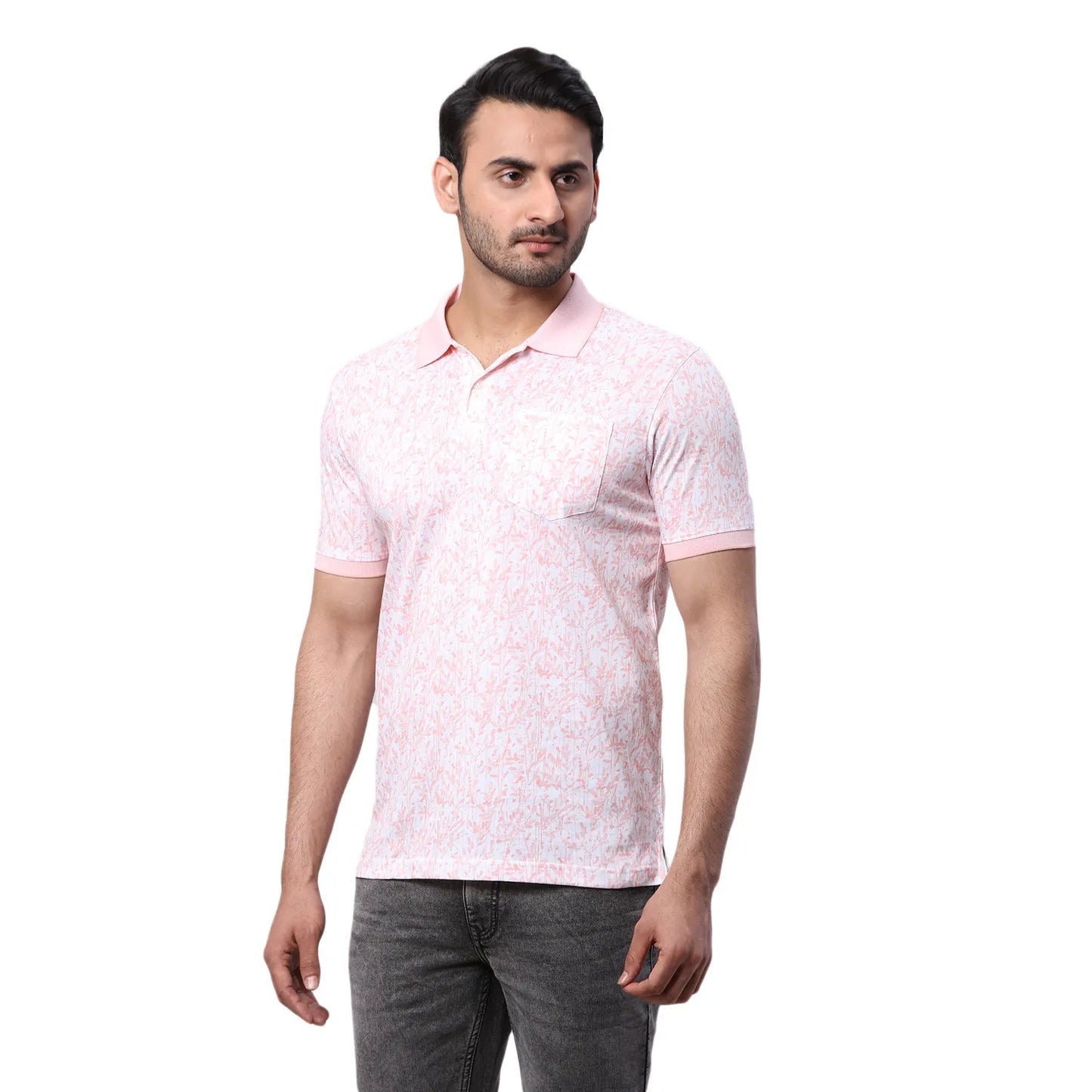 Park Avenue Men Blue Print Slim Fit Cotton Blend T-Shirt