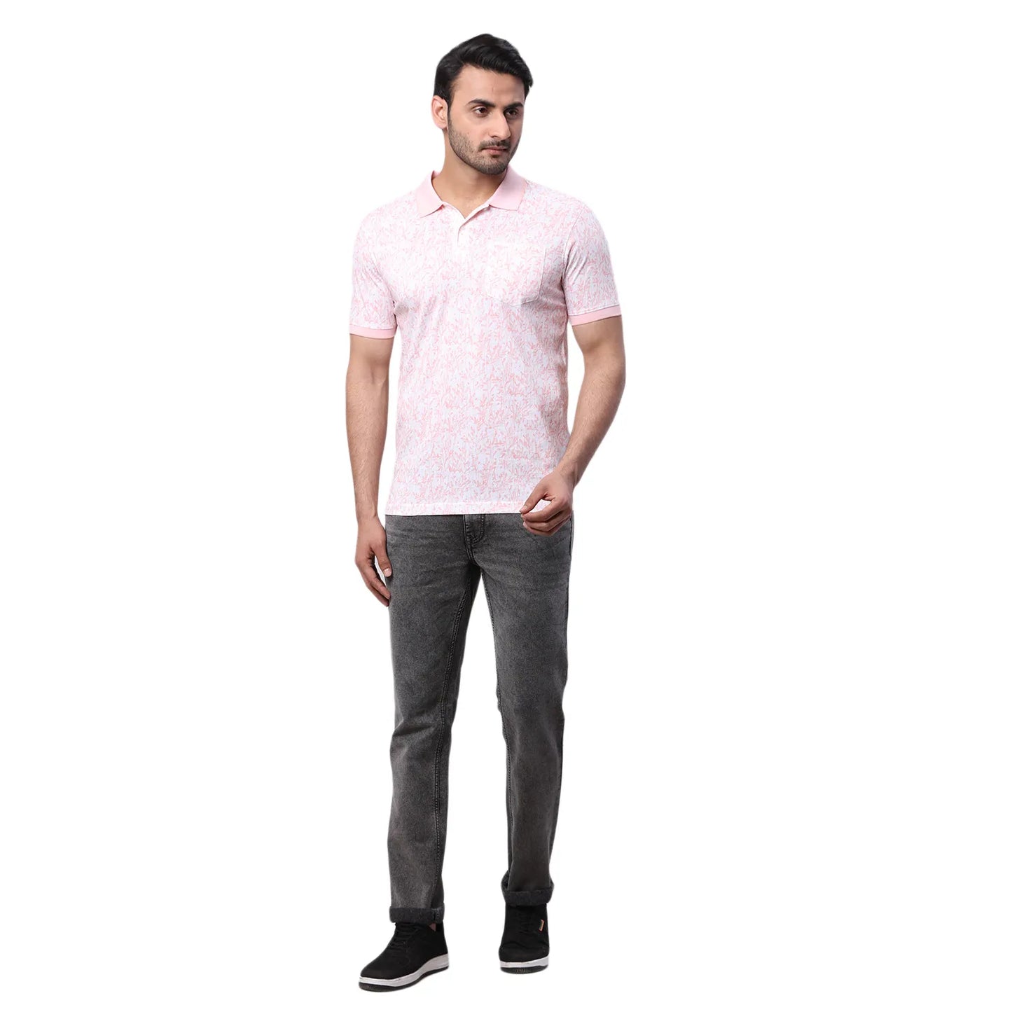 Park Avenue Men Blue Print Slim Fit Cotton Blend T-Shirt