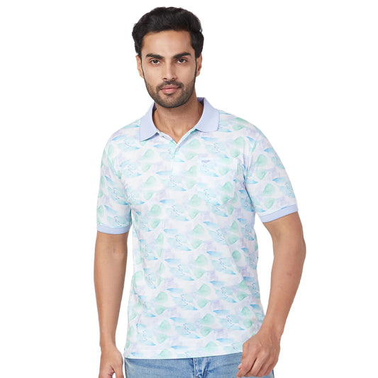 Park Avenue Men Blue Solid Slim Fit Cotton Blend T-Shirt
