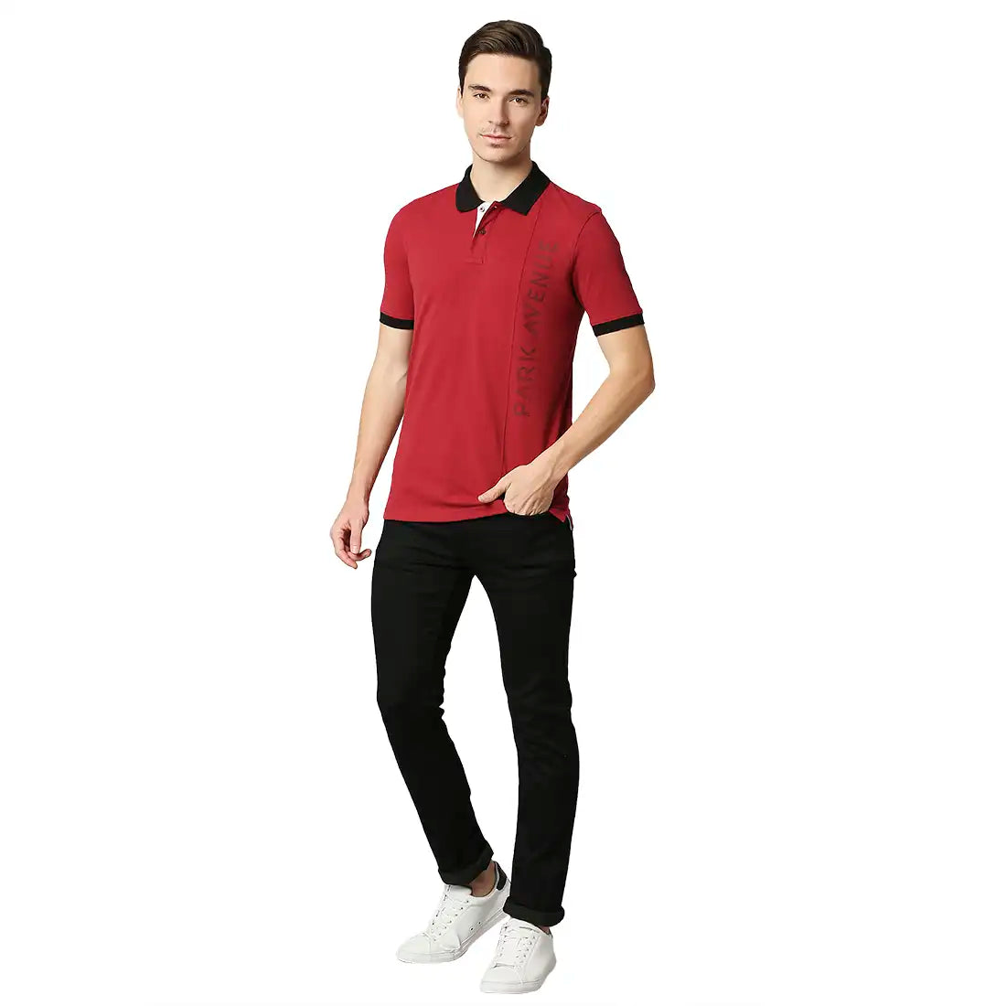 Men Slim Fit Light Orange Polo
