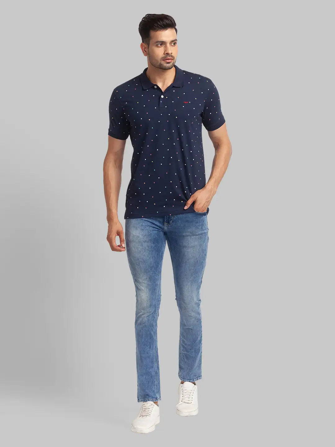 Men Slim Fit White T-Shirt & Polo