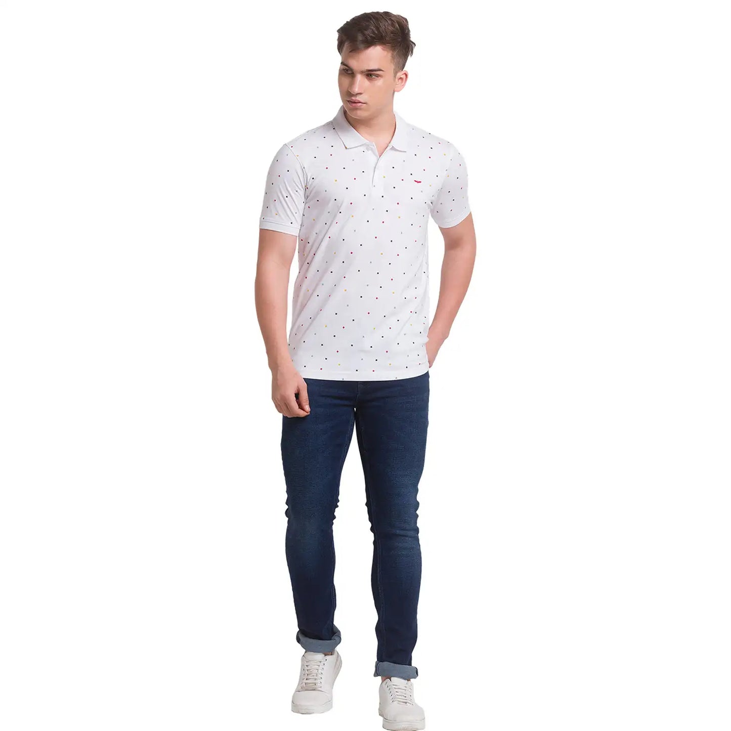 Men Slim Fit Light Orange T-Shirt & Polo