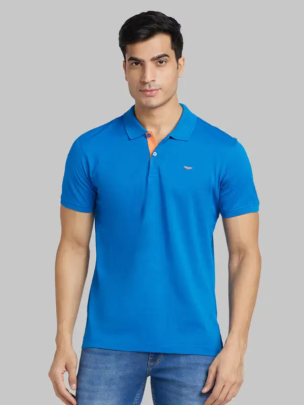 Men Slim Fit Blue Polo