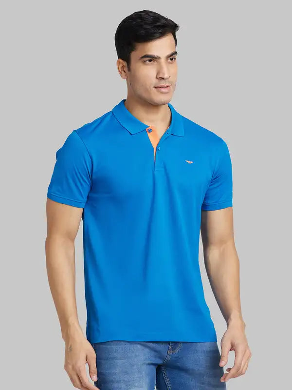 Men Slim Fit Blue Polo