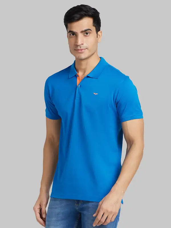 Men Slim Fit Blue Polo