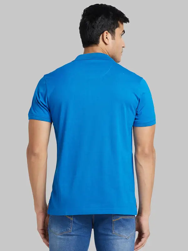 Men Slim Fit Blue Polo