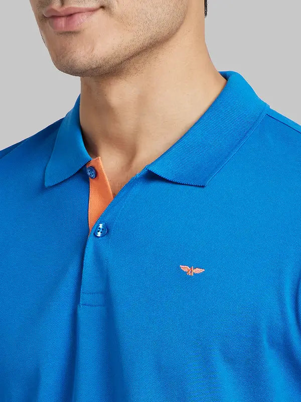 Men Slim Fit Blue Polo
