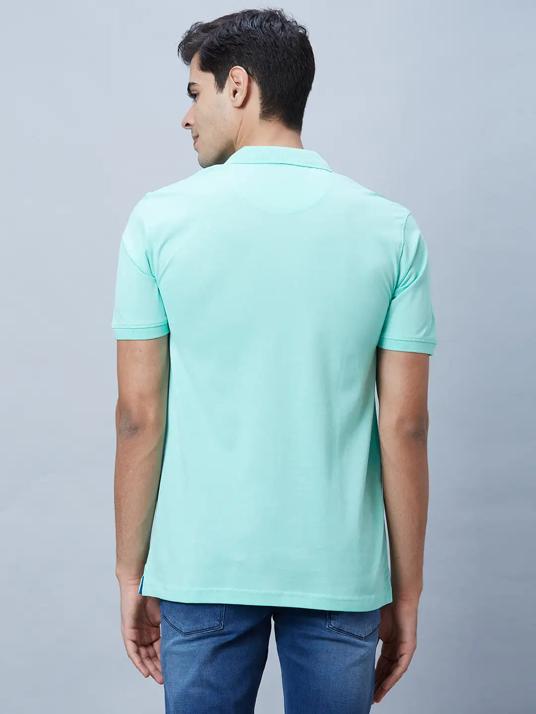 Men Green Slim Fit Print Cotton T-Shirt