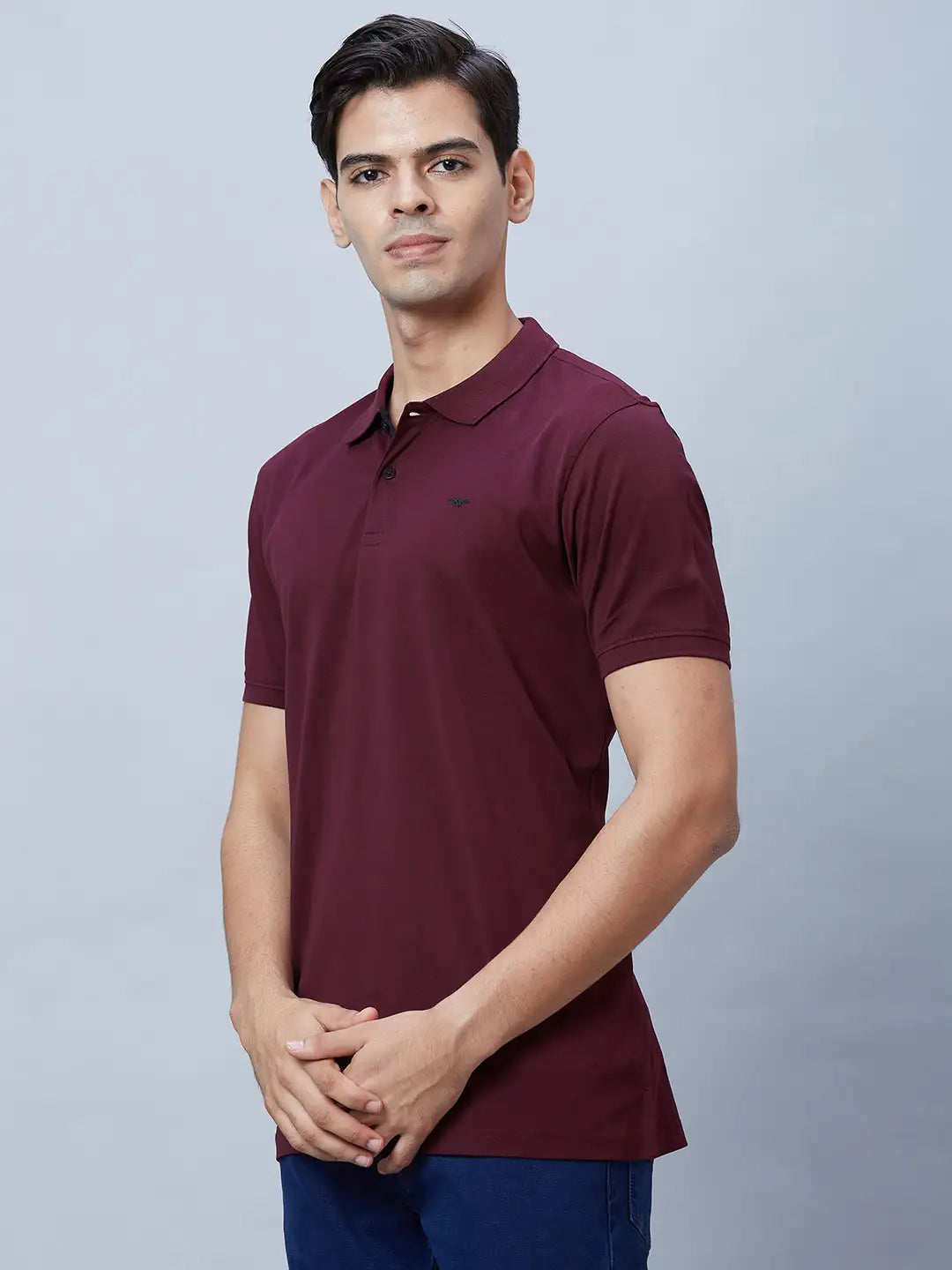 Men Violet Slim Fit Solid Cotton T-Shirt