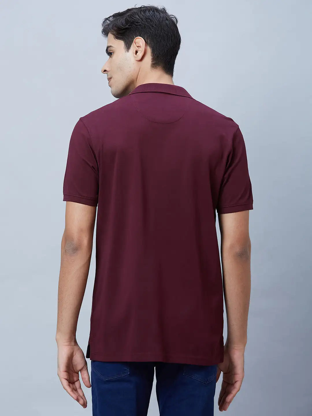 Men Violet Slim Fit Solid Cotton T-Shirt