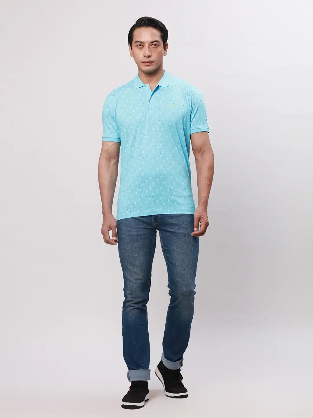Park Avenue Men Blue 5ee7443f60a2ba066045b9b3 Slim Fit Cotton Blend T-Shirt