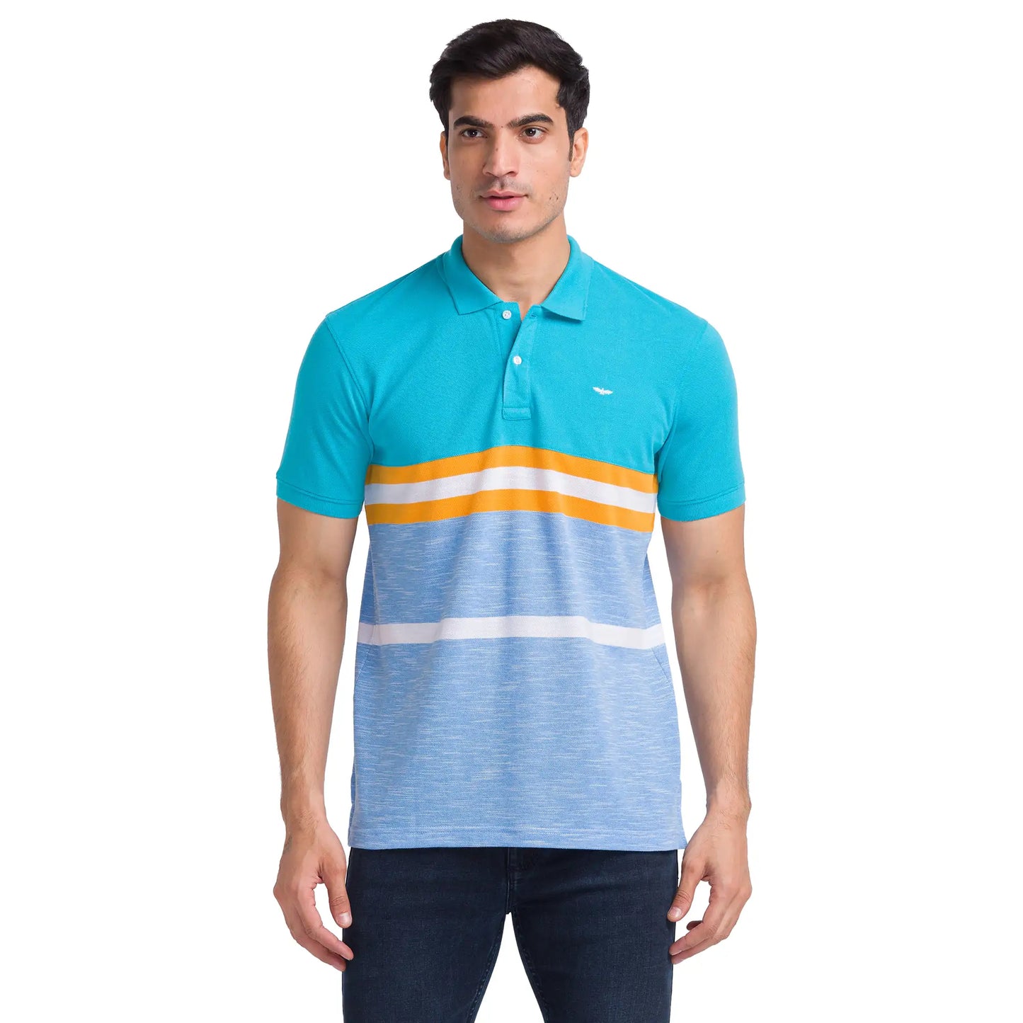 Men Slim Fit Teal Polo