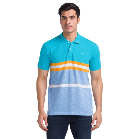 Men Slim Fit Teal Polo