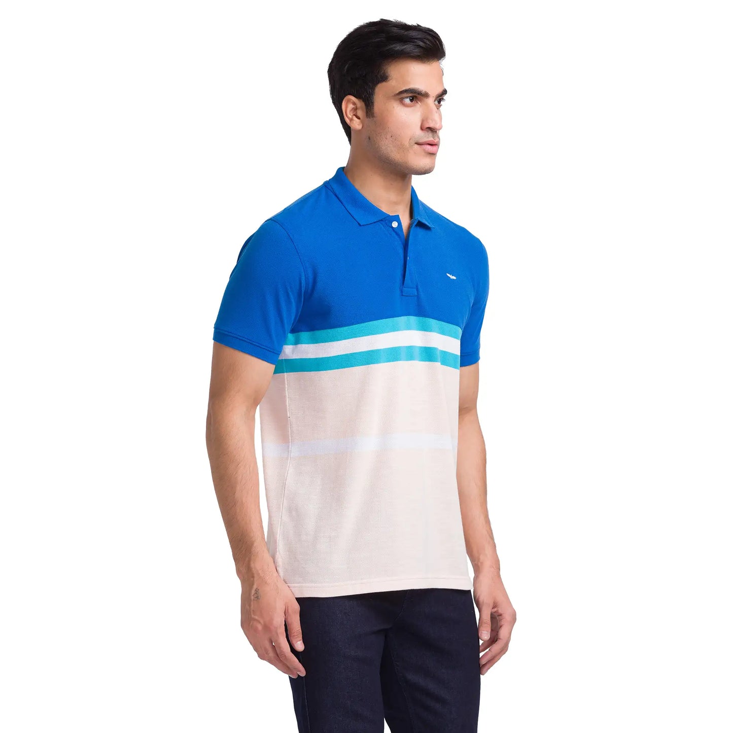 Men Slim Fit Blue Polo