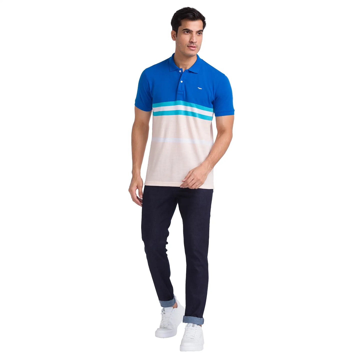 Men Slim Fit Blue Polo