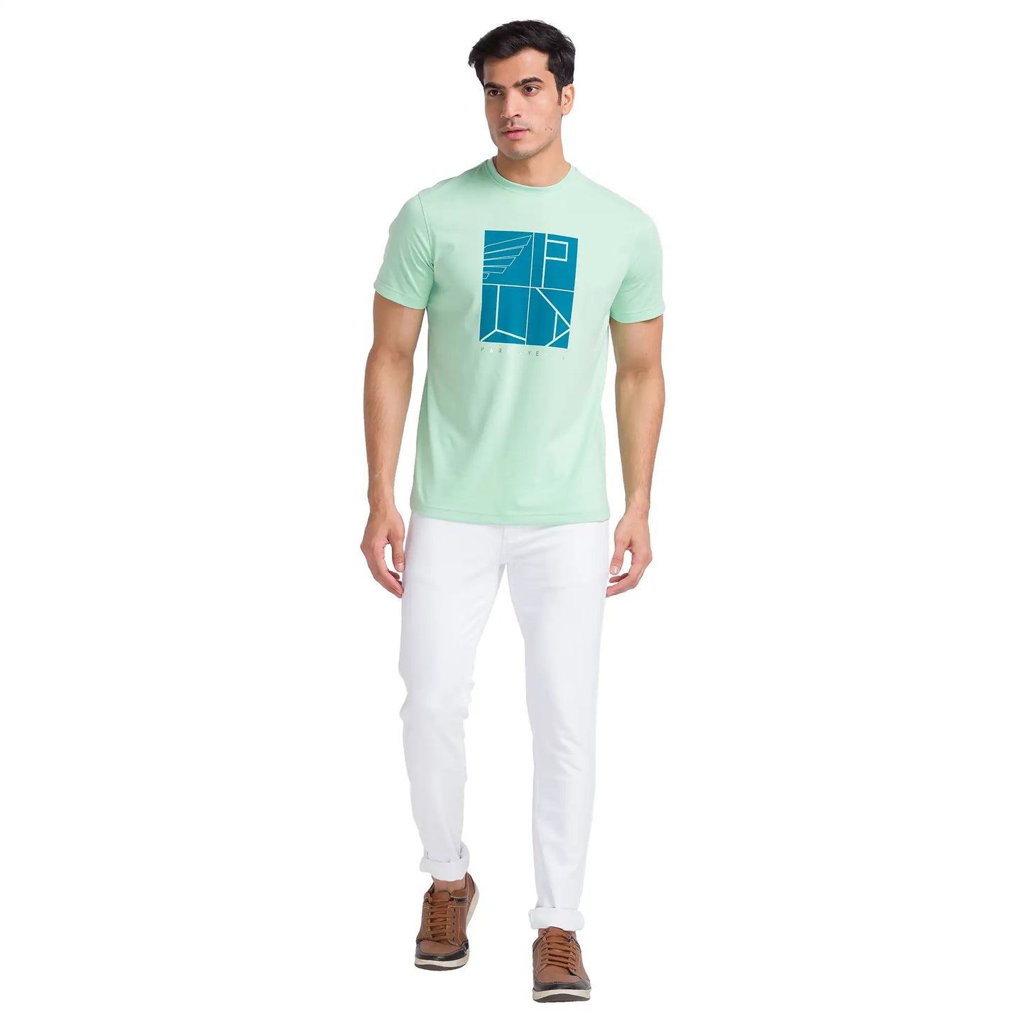 Men Slim Fit Pink T-Shirts