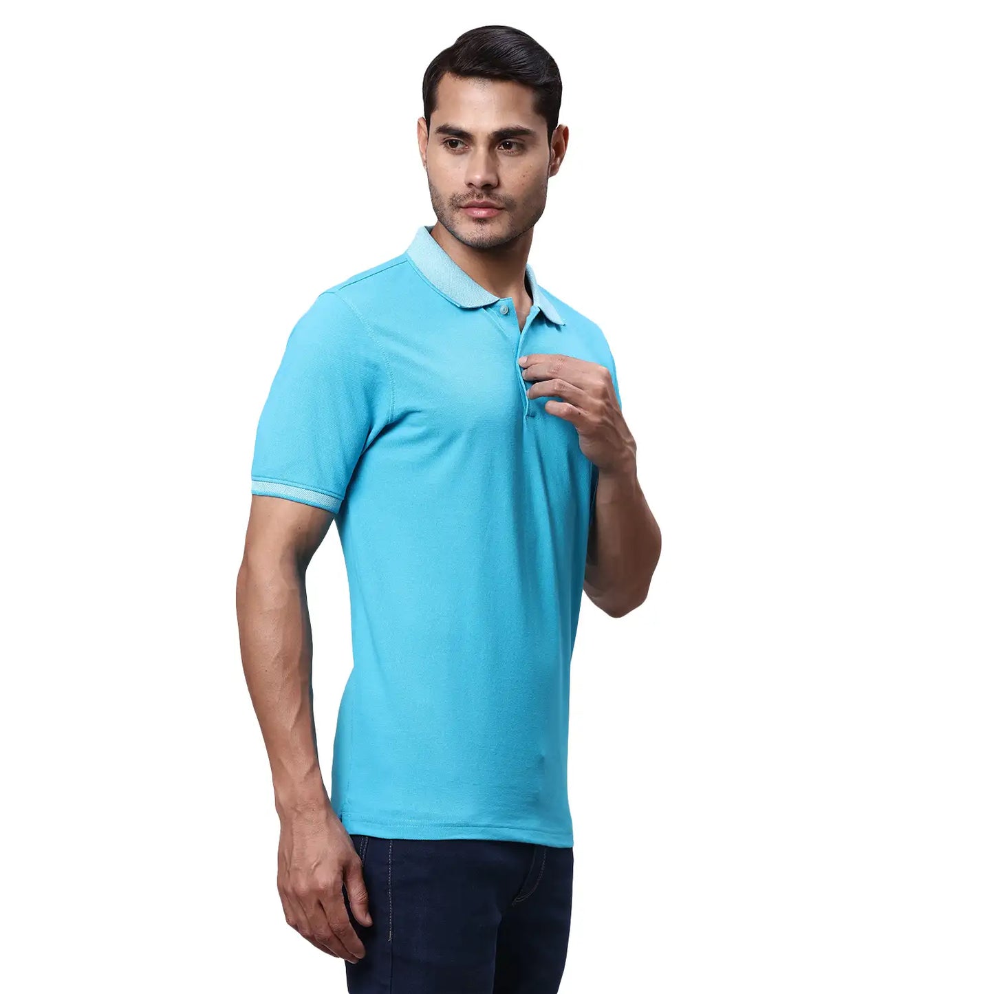 Men Slim Fit Light Pink T-Shirt