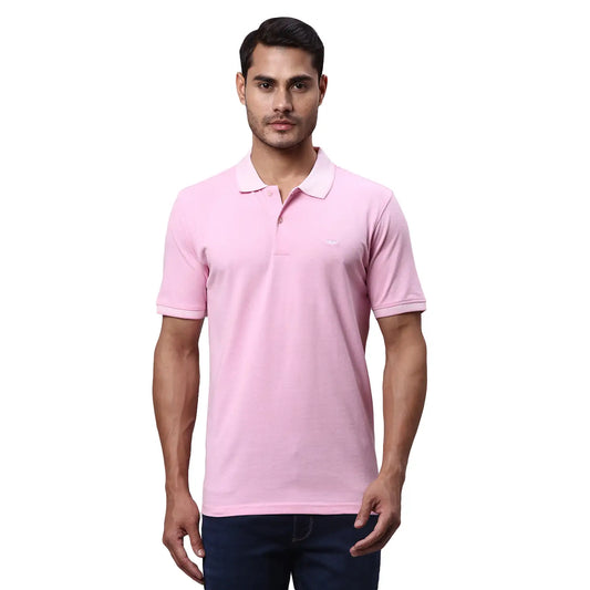 Men Slim Fit Pink T-Shirt