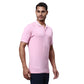 Men Slim Fit Pink T-Shirt