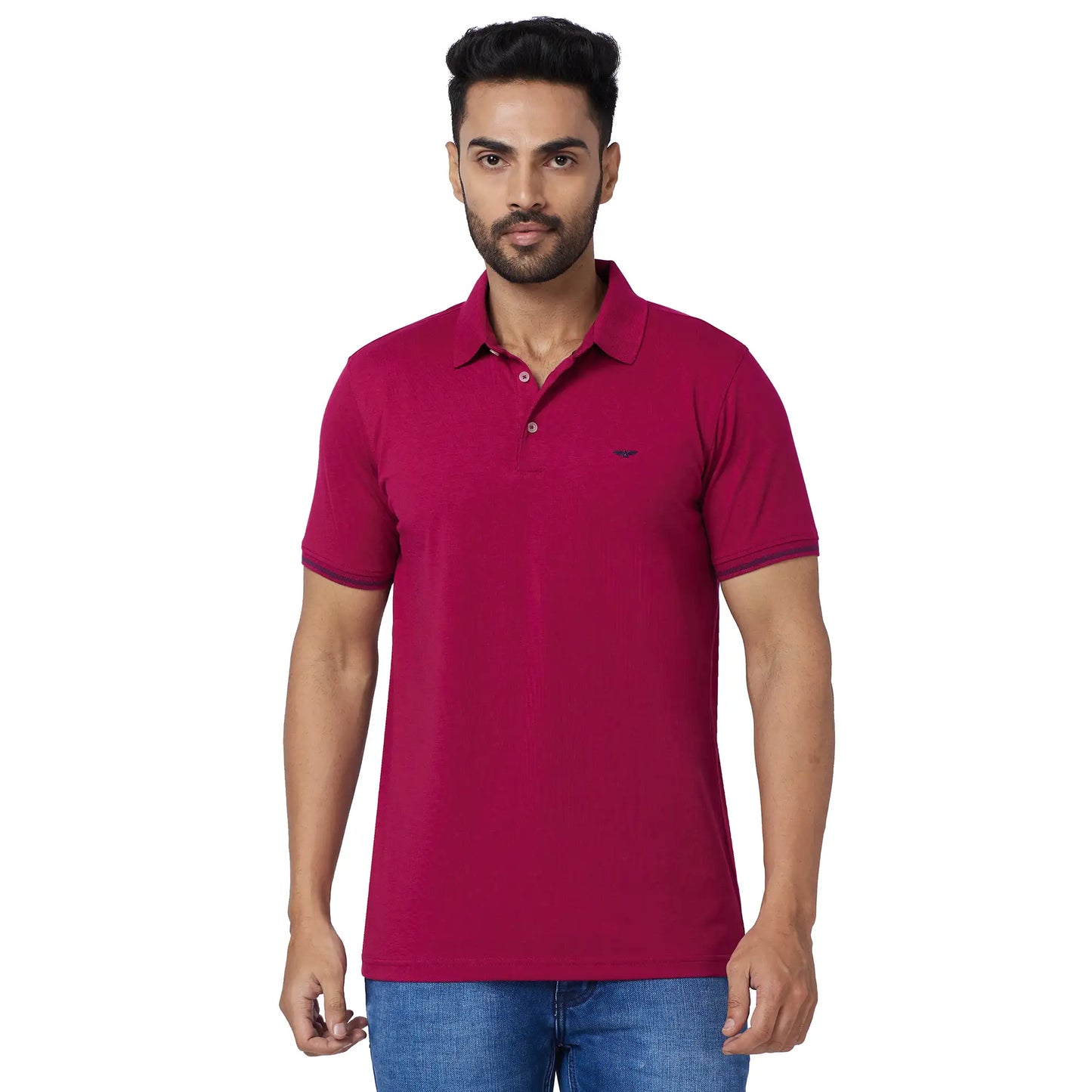 Men Slim Fit Blue Polo