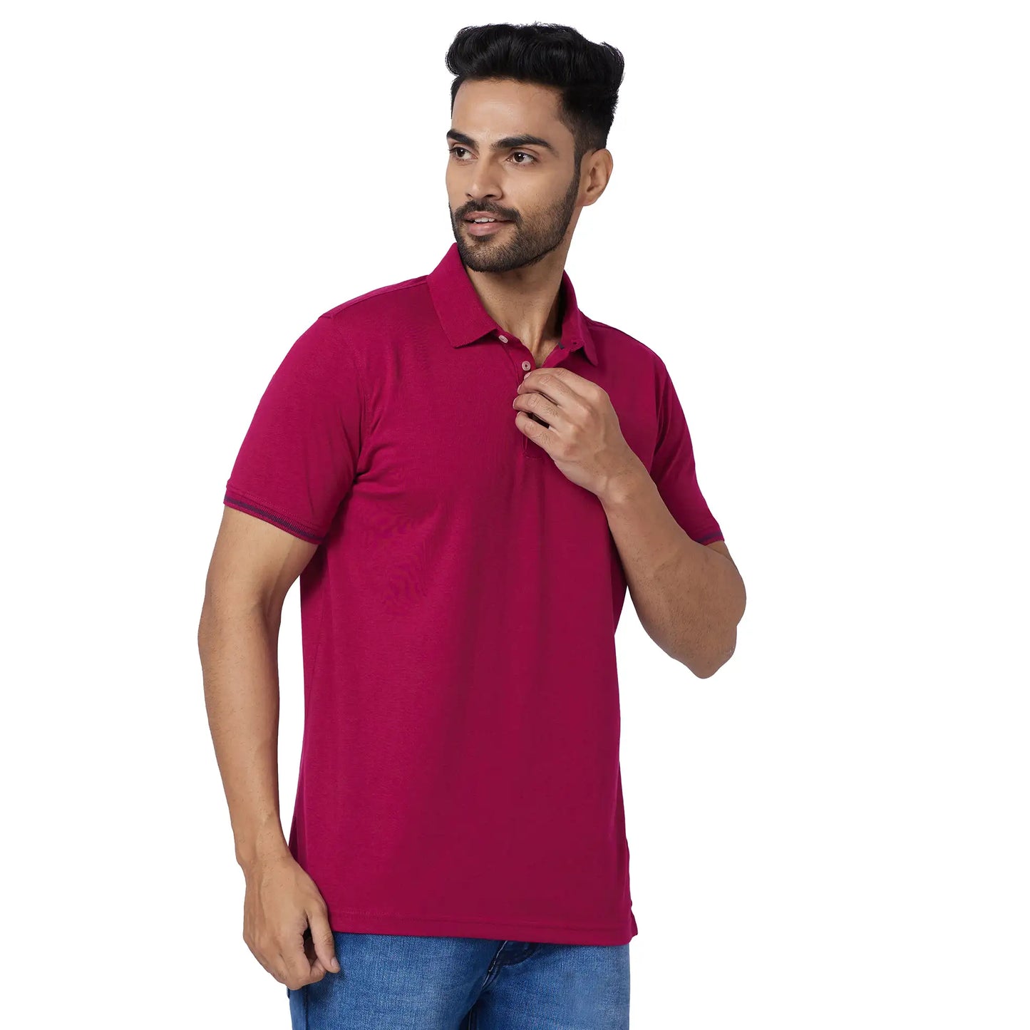 Men Slim Fit Blue Polo