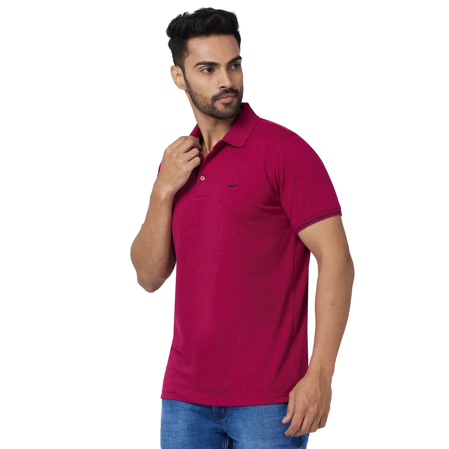 Men Slim Fit Blue Polo