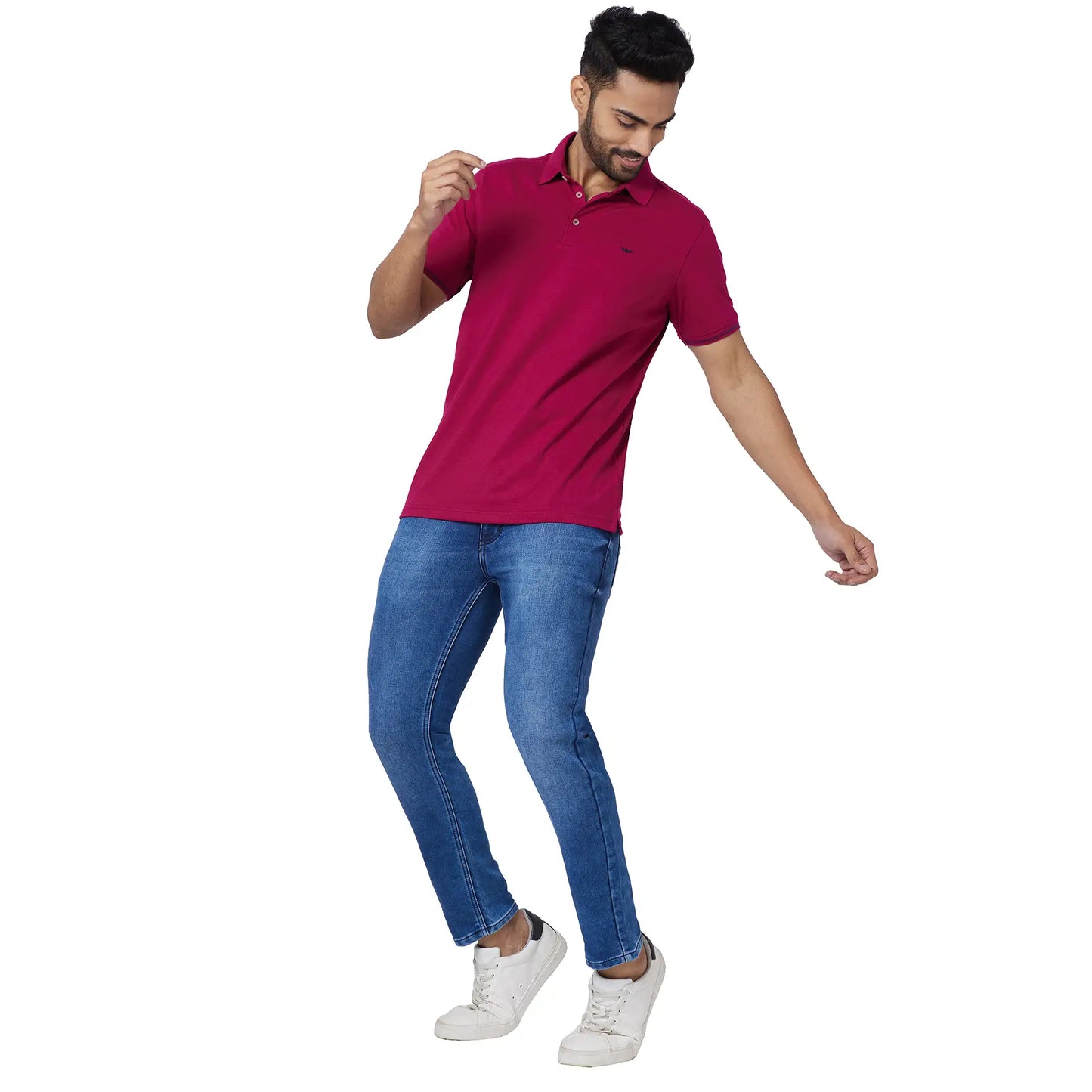 Men Slim Fit Blue Polo