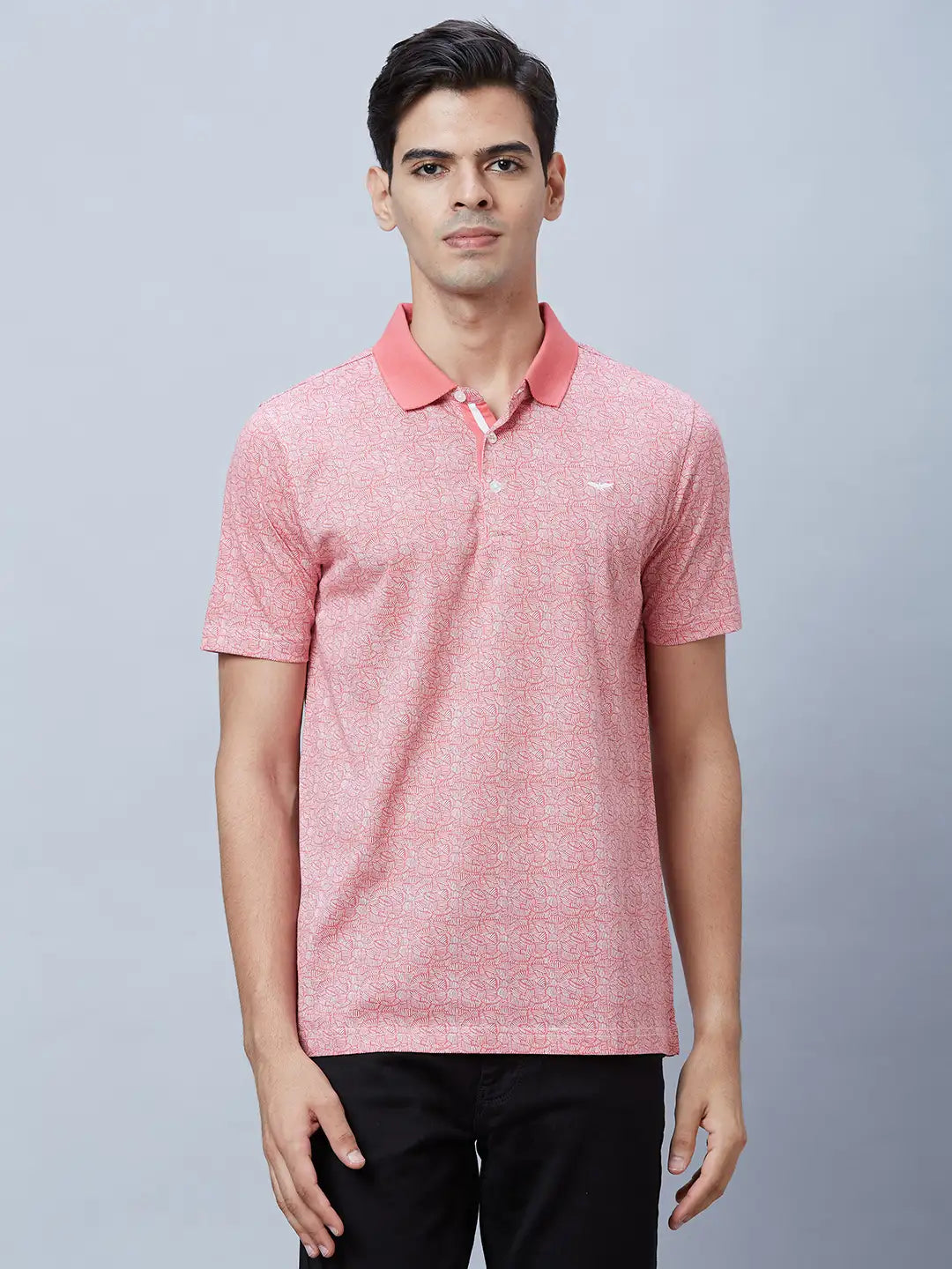 Men Blue Slim Fit Solid Cotton Blend T-Shirt