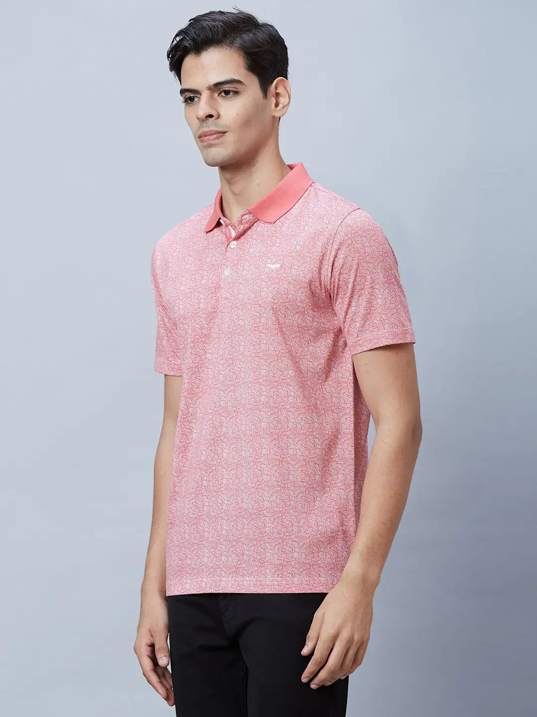 Men Blue Slim Fit Solid Cotton Blend T-Shirt