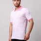 Park Avenue Men Green Stripe Slim Fit Cotton Blend T-Shirt