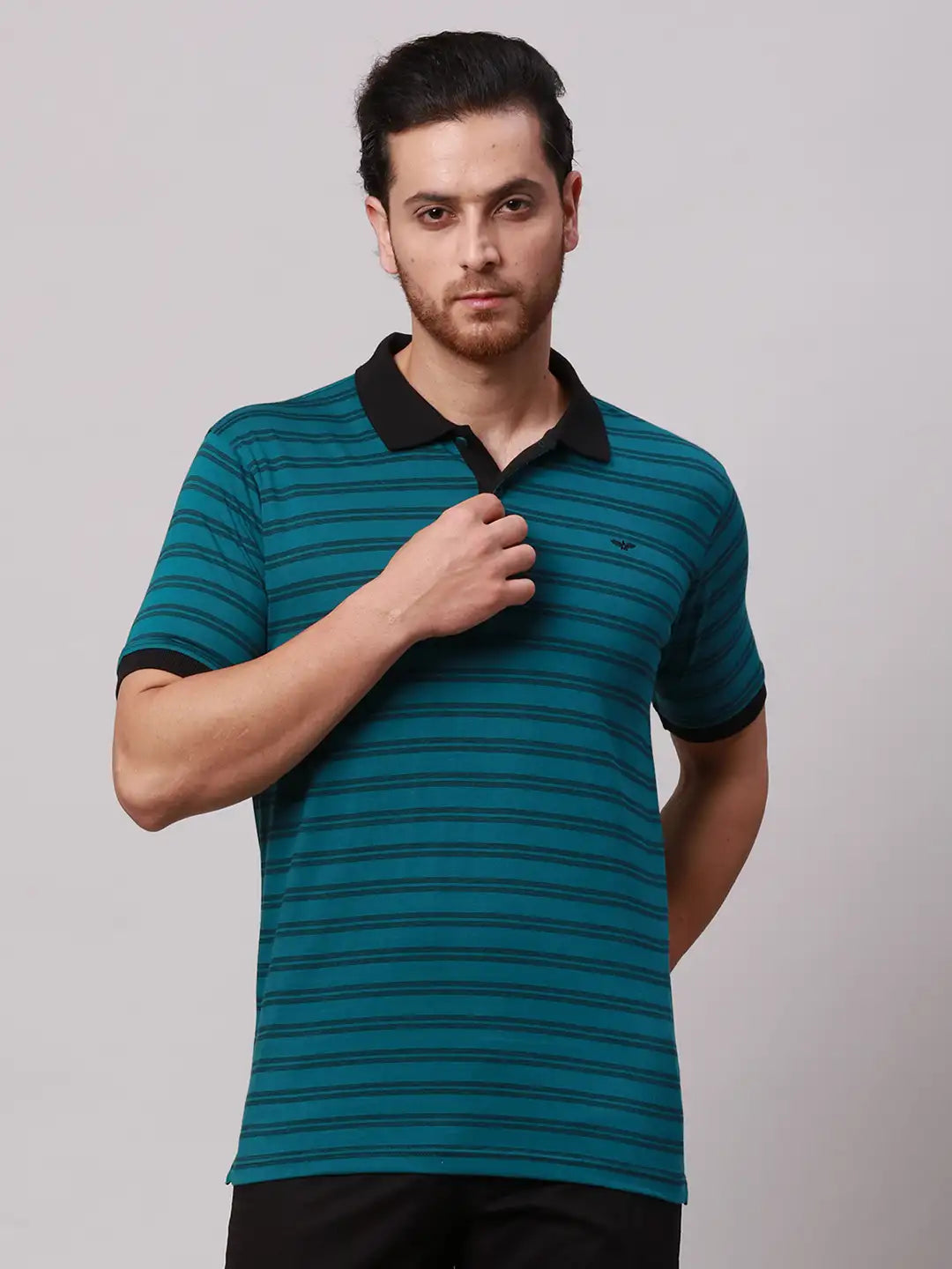 Park Avenue Men Green Two Tone Slim Fit Cotton Blend T-Shirt