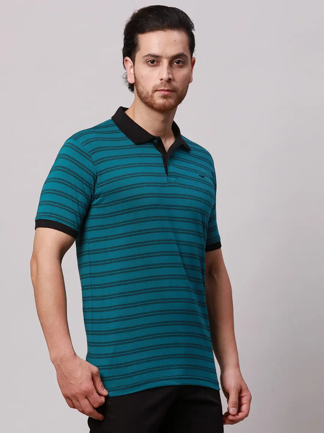 Park Avenue Men Green Two Tone Slim Fit Cotton Blend T-Shirt