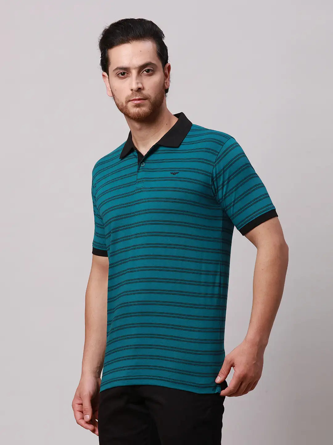 Park Avenue Men Green Two Tone Slim Fit Cotton Blend T-Shirt